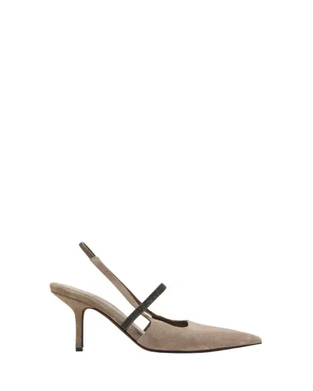 Suede Pointed Toe Slingback Pumps