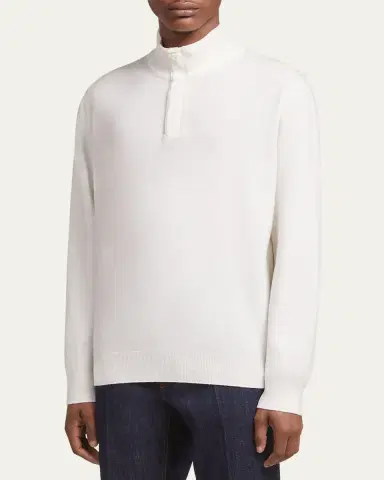 ZEGNA Men's Oasi Cashmere Zip Mock Neck Sweater | Thumbnail 3 ZEGNA Men's Oasi Cashmere Zip Mock Neck Sweater | Thumbnail 3
