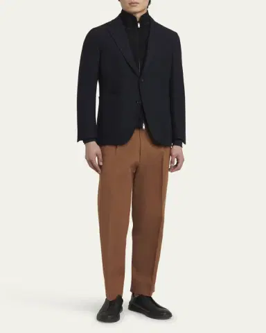 Zegna Men's Trofeo Blazer with Suede Bib | Thumbnail 2