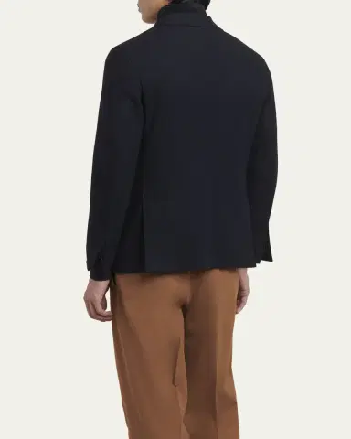 Zegna Men's Trofeo Blazer with Suede Bib | Thumbnail 3