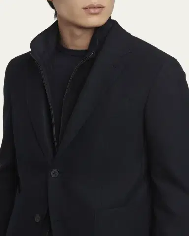 Zegna Men's Trofeo Blazer with Suede Bib | Thumbnail 5