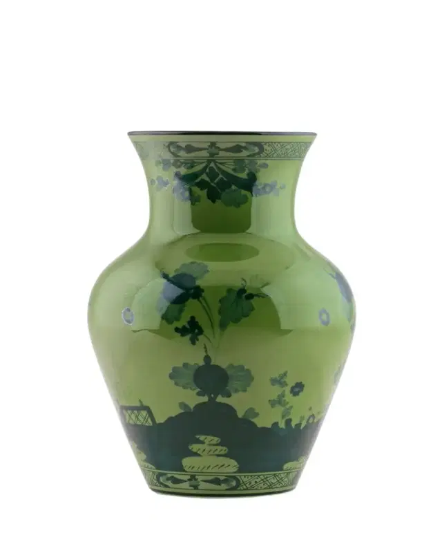 Ginori 1735 Oriente Italiano Malachite Ming Vase, 9.8"