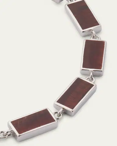Jan Leslie Men's Sterling Silver Red Tigers Eye Bracelet | Thumbnail 2