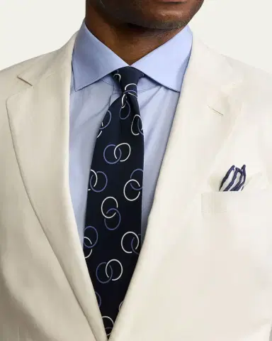 Ralph Lauren Purple Label Men's Linked Circles Silk Crepe Tie | Thumbnail 4 Ralph Lauren Purple Label Men's Linked Circles Silk Crepe Tie | Thumbnail 4