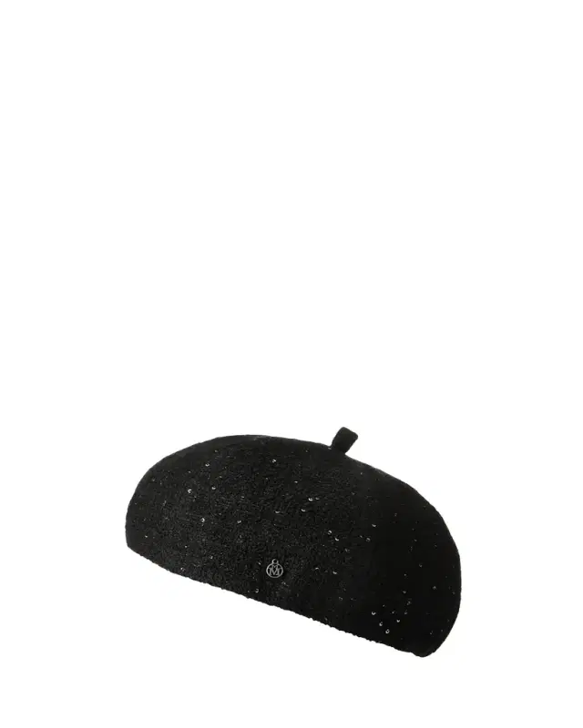 Maison Michel Emy Sequin Tweed Beret Hat
