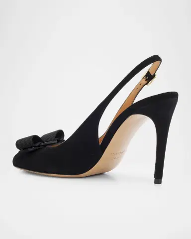 Ferragamo 95mm Vibily Bow Suede Slingback Pumps | Thumbnail 4 Ferragamo 95mm Vibily Bow Suede Slingback Pumps | Thumbnail 4