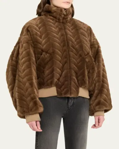 Balenciaga Cropped Faux Fur Bomber Jacket | Thumbnail 4 Balenciaga Cropped Faux Fur Bomber Jacket | Thumbnail 4