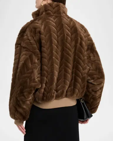 Balenciaga Cropped Faux Fur Bomber Jacket | Thumbnail 7 Balenciaga Cropped Faux Fur Bomber Jacket | Thumbnail 7
