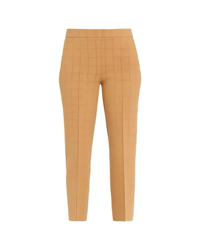 Metallic Windowpane Matte Jacquard Slim-Leg Crop Pants