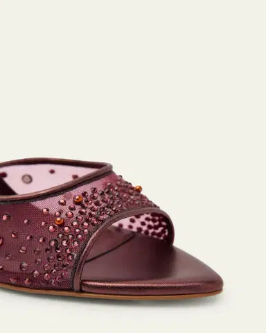 Christian Louboutin 80mm Miss Z Embellished Mesh and Metallic Leather Mule Pumps | Thumbnail 3 Christian Louboutin 80mm Miss Z Embellished Mesh and Metallic Leather Mule Pumps | Thumbnail 3