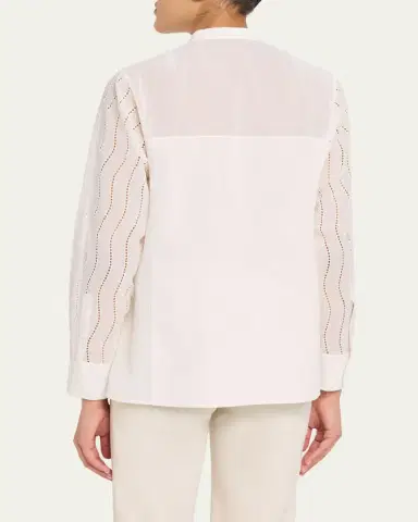 Akris Wave Broderie Anglaise Cotton Voile Blouse | Thumbnail 3 Akris Wave Broderie Anglaise Cotton Voile Blouse | Thumbnail 3