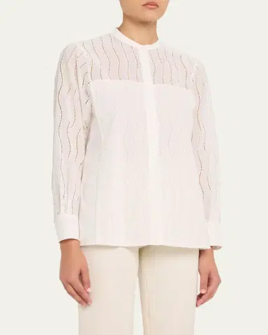 Akris Wave Broderie Anglaise Cotton Voile Blouse | Thumbnail 4 Akris Wave Broderie Anglaise Cotton Voile Blouse | Thumbnail 4