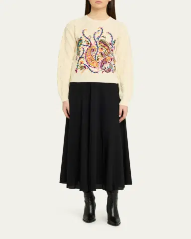 Etro Floral Paisley Embroidered Cotton-Blend Sweater | Thumbnail 2 Etro Floral Paisley Embroidered Cotton-Blend Sweater | Thumbnail 2