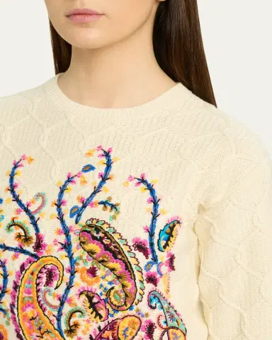 Etro Floral Paisley Embroidered Cotton-Blend Sweater | Thumbnail 5 Etro Floral Paisley Embroidered Cotton-Blend Sweater | Thumbnail 5