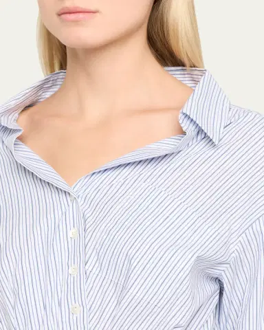 Rosie Assoulin Falling Off-The-Shoulder Striped Button-Down Shirt | Thumbnail 5