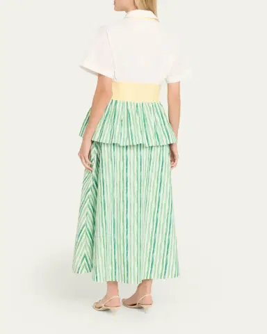 Rosie Assoulin Tiered Striped Cotton Midi Shirtdress | Thumbnail 3