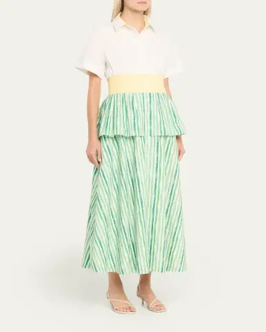 Rosie Assoulin Tiered Striped Cotton Midi Shirtdress | Thumbnail 4