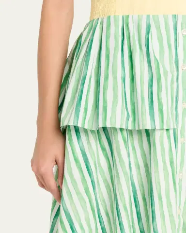 Rosie Assoulin Tiered Striped Cotton Midi Shirtdress | Thumbnail 5