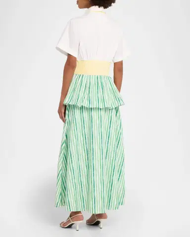 Rosie Assoulin Tiered Striped Cotton Midi Shirtdress | Thumbnail 7