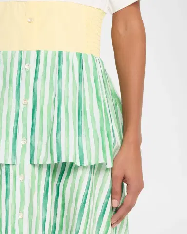 Rosie Assoulin Tiered Striped Cotton Midi Shirtdress | Thumbnail 9