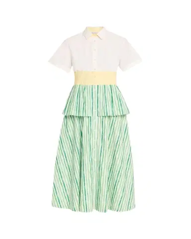 Rosie Assoulin Tiered Striped Cotton Midi Shirtdress | Thumbnail 1