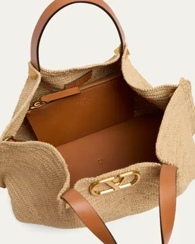 Valentino Garavani Medium Viscose Raffia Rockstud Tote Bag | Thumbnail 4