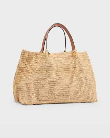 Valentino Garavani Medium Viscose Raffia Rockstud Tote Bag | Thumbnail 7