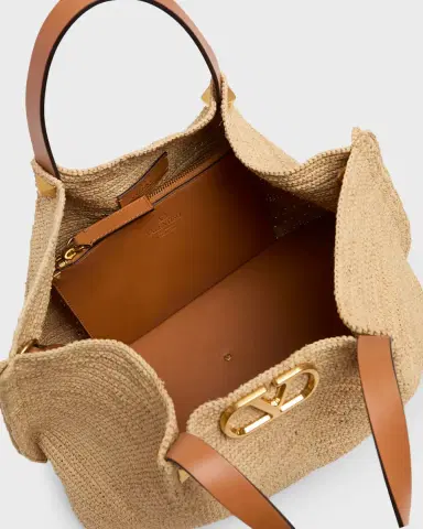 Valentino Garavani Medium Viscose Raffia Rockstud Tote Bag | Thumbnail 8