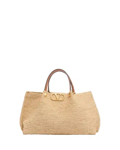 Valentino Garavani Medium Viscose Raffia Rockstud Tote Bag | Thumbnail 1