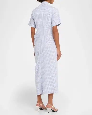 Rosie Assoulin Gathered Ruffle Striped Cotton Midi Shirtdress | Thumbnail 7