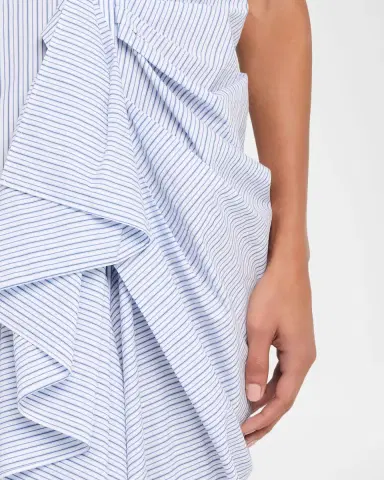 Rosie Assoulin Gathered Ruffle Striped Cotton Midi Shirtdress | Thumbnail 9