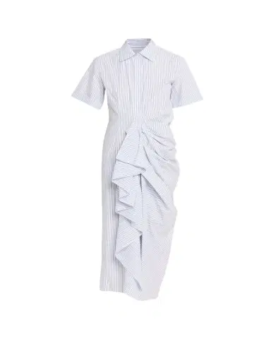 Rosie Assoulin Gathered Ruffle Striped Cotton Midi Shirtdress | Thumbnail 1
