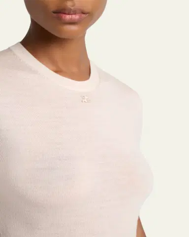 Courrèges Merino Wool Knit Short-Sleeve Top | Thumbnail 5 Courrèges Merino Wool Knit Short-Sleeve Top | Thumbnail 5