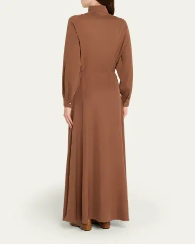 Loro Piana Airy Cady Silk-Wool Long-Sleeve Dress | Thumbnail 3 Loro Piana Airy Cady Silk-Wool Long-Sleeve Dress | Thumbnail 3