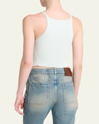 Courrèges Ribbed Sleeveless Point-Hem Crop Top | Thumbnail 3