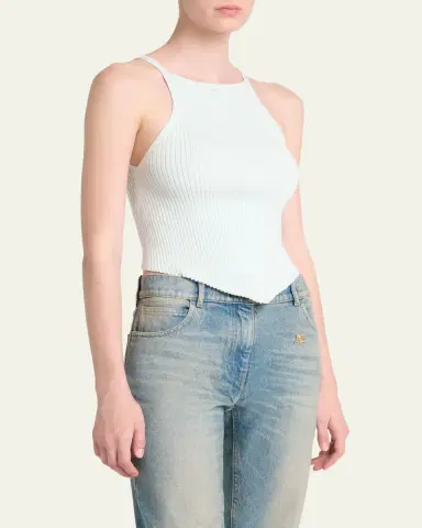 Courrèges Ribbed Sleeveless Point-Hem Crop Top | Thumbnail 4