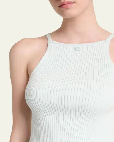 Courrèges Ribbed Sleeveless Point-Hem Crop Top | Thumbnail 5