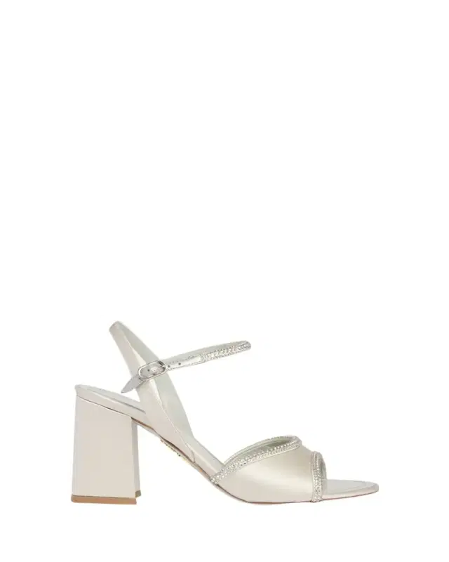 Rene Caovilla 80mm Satin Crystal Block-Heel Sandals