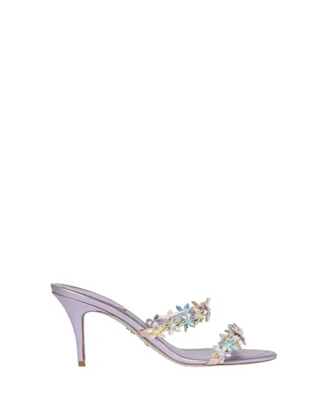 80mm Satin Flower Crystal Mule Sandals