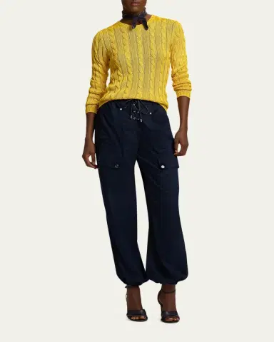 Ralph Lauren Collection Cable-Knit Silk Crewneck Sweater | Thumbnail 2 Ralph Lauren Collection Cable-Knit Silk Crewneck Sweater | Thumbnail 2