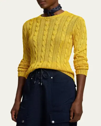 Ralph Lauren Collection Cable-Knit Silk Crewneck Sweater | Thumbnail 4 Ralph Lauren Collection Cable-Knit Silk Crewneck Sweater | Thumbnail 4