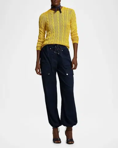 Ralph Lauren Collection Cable-Knit Silk Crewneck Sweater | Thumbnail 5 Ralph Lauren Collection Cable-Knit Silk Crewneck Sweater | Thumbnail 5