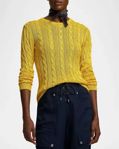 Ralph Lauren Collection Cable-Knit Silk Crewneck Sweater | Thumbnail 7 Ralph Lauren Collection Cable-Knit Silk Crewneck Sweater | Thumbnail 7