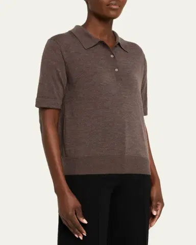 Loulou de Saison Migo Fine Cashmere Polo Sweater | Thumbnail 4 Loulou de Saison Migo Fine Cashmere Polo Sweater | Thumbnail 4