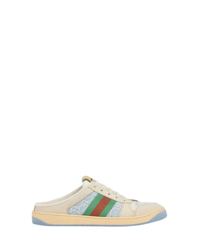 GG Pearly Denim and Leather Screener Mules