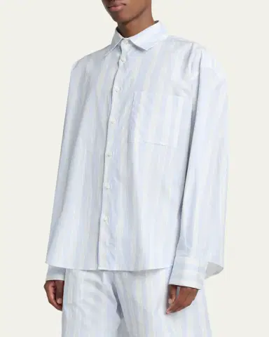 Jacquemus Men's Candy Stripe Relaxed Cotton Button-Down Shirt | Thumbnail 4 Jacquemus Men's Candy Stripe Relaxed Cotton Button-Down Shirt | Thumbnail 4
