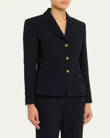 Max Mara Single-Breasted Stretch Wool Jacket | Thumbnail 4 Max Mara Single-Breasted Stretch Wool Jacket | Thumbnail 4