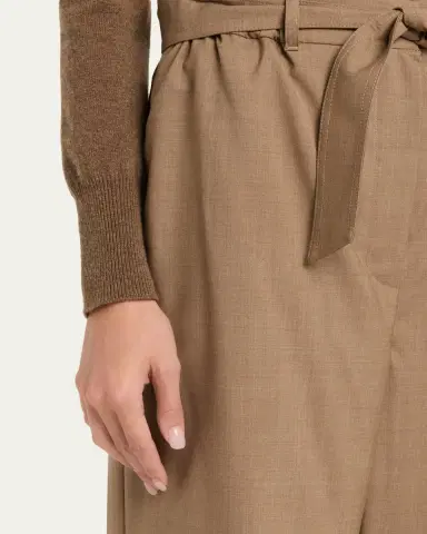 Max Mara Belted Wide-Leg Wool Trousers | Thumbnail 5