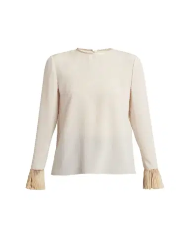 Valentino Garavani Flutter-Cuff Matte Shirt | Thumbnail 1 Valentino Garavani Flutter-Cuff Matte Shirt | Thumbnail 1