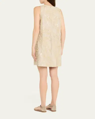 Brunello Cucinelli Dazzling Seabed Embroidered Techno Cotton Mini Dress | Thumbnail 3 Brunello Cucinelli Dazzling Seabed Embroidered Techno Cotton Mini Dress | Thumbnail 3